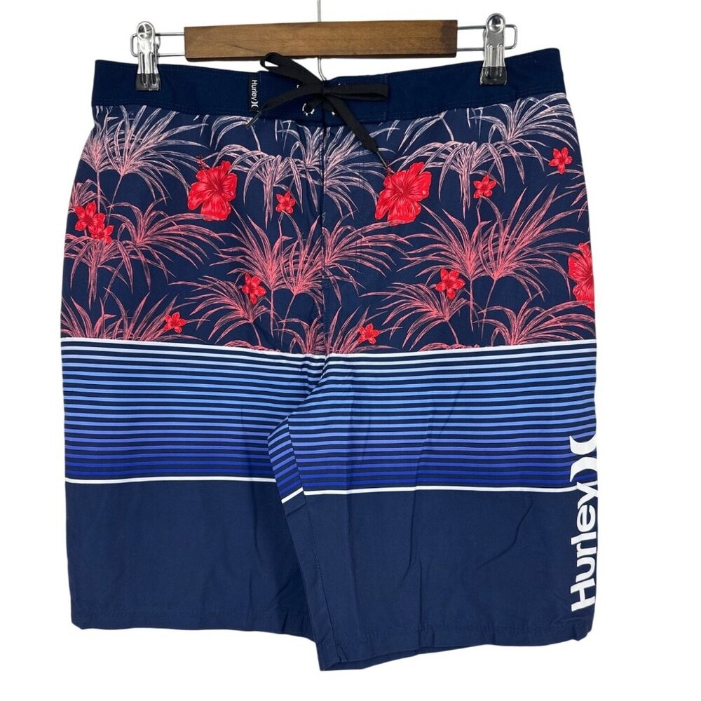 Hurley Boys Board Shorts Tropical Print With Drawstring Waist & Back Pocket Size